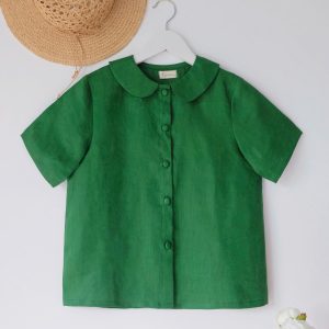 Emerald Classic Linen Blouse