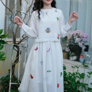 Whimsical Garden Linen Dress