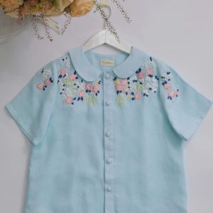 Sky Garden Embroidered Linen Blouse