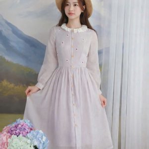 Rosé Blossom Embroidered Midi Dress