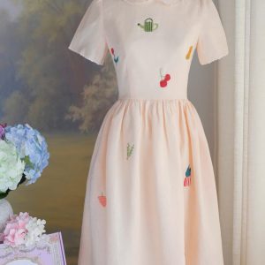 Peach Garden Embroidered Dress